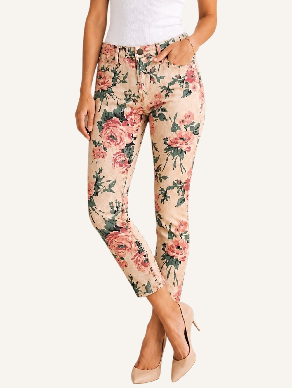 Current Elliott The Stiletto Skinny Jeans Haystack Floral Cropped 26